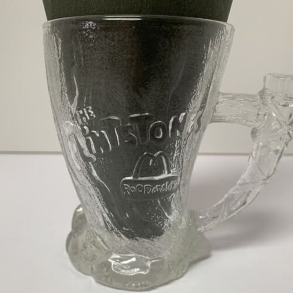 Vintage McDonalds Flintstones Mammoth Glass Mug Cup RocDonalds 1993 France - Picture 2 of 12